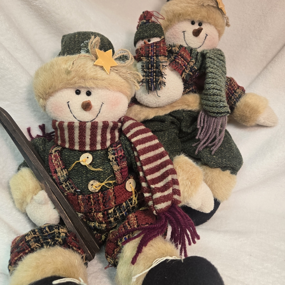 Festive Plush Scarecrow Duo - Green and Red
